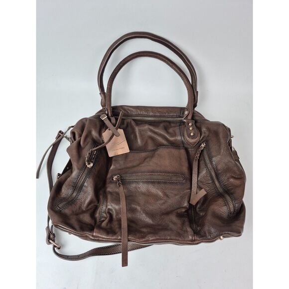 Free People We The Free Brown Leather Emerson Tote Bag - Picture 1 of 9